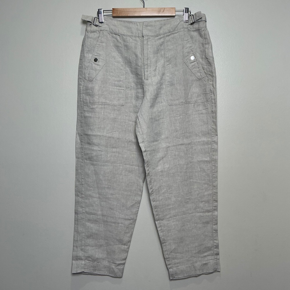 Athleta Light Tan Voyager Linen Pants 14